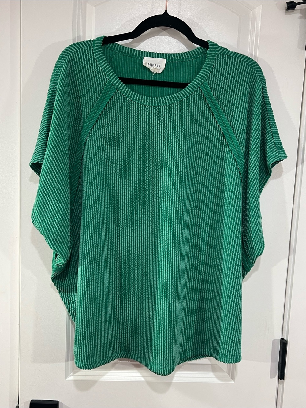 Andree by Unit Emerald Green Ribbed Short Sleeve Tunic
